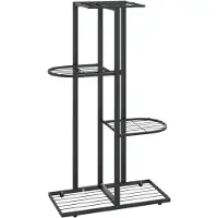 vidaXL - Blumenständer - mit - 4 - Schichten - 43x22x76 - cm - Metall - schwarz