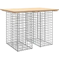 vidaXL Gartentisch aus Gabionen 100x70x72 cm Massivholz Kiefer