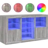 vidaXL Sideboard mit LED-Leuchten Grau Sonoma 123x37x67 cm