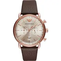 Giorgio Armani Emporio AR11106 Herren-Armbanduhr, Edelstahl-Gehäuse, Leder-Armband