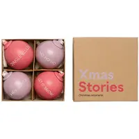 Design Letters 4er-Set: Christbaumkugeln ''XMAS Stories'' in Pink/ Lila - Ø 4 cm - onesize