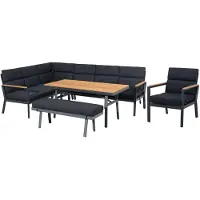 Gardissimo NARA XL Ecklounge Gartenmöbel Sitzgruppe Holzoptik braun links