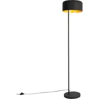 QAZQA Retro-Stehlampe schwarz mit goldenem Innenleben – Jinte