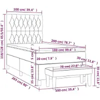 vidaXL Boxspringbett mit Matratze Dunkelbraun 100x200 cm Stoff