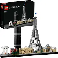 LEGO 21044 Architecture Paris, Modellbausatz mit Eiffelturm und Louvre-Modell