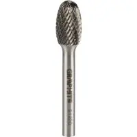 Graphite HM Metallfräser, oval, Typ E, Schaft 6 x 45 mm, für Schleifmaschine, für Aluminium, Kunststoff