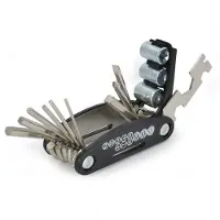 Intirilife 16 in 1 Fahrrad Multitool Reparaturwerkzeug aus Stahl in Schwarz - Zum Mountainbike fahren Wandern Klettern und Camping