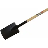 Idealspaten-bredt PIONIER-Bauspaten Gärtner Form schwarz pulverbeschichtet mit Tritt Eschen-T-Stiel 85 cm