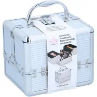 Touch of Beauty Schminkkoffer Silber - Kosmetischer Organizer - mit Griff und Schlüsselschloss