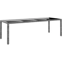 vidaXL Gartentisch 250x100x75 cm Hartglas und Poly Rattan Grau