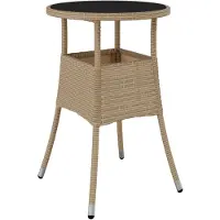 vidaXL Gartentisch Ø60x75 cm Hartglas und Poly Rattan Beige