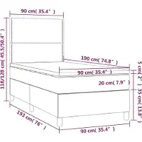 vidaXL Boxspringbett mit Matratze Dunkelbraun 90x190 cm Stoff