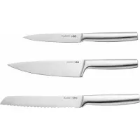Berghoff LEO 3-teiliges classic Messerset Legacy - Grau - Ohne Messerblock - Edelstahl, Handwäsche empfohlen - Küchenmesser, Allzweckmesser und Brotmesser