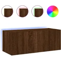 vidaXL TV-Wandschrank mit LED-Leuchten Braun Eichen-Optik 80x35x31 cm