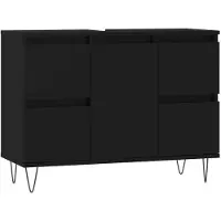 The Living Store Badschrank Schwarz 80x33x60 cm Holzwerkstoff