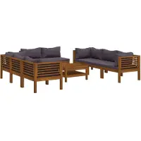 vidaXL 9-tlg. Garten-Lounge-Set mit Kissen Massivholz Akazie