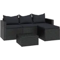 vidaXL Garten-Lounge-Set Schwarz Poly Rattan