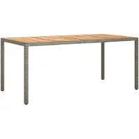 vidaXL Gartentisch 190x90x75 cm Poly Rattan und Akazienholz Grau