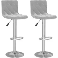 vidaXL Barhocker 2 Stk. Hellgrau Samt