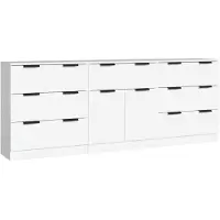 vidaXL 3-tlg. Sideboard Weiß Holzwerkstoff