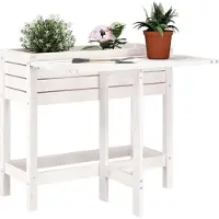 vidaXL Pflanzkasten mit Klappbarer Tischplatte Weiß Massivholz Kiefer