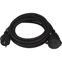 Perel Gummi-Verlängerungskabel 5 Meter 3G1.5 schwarz Schuko