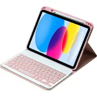 Mobigear Keys iPad 10 (2022) Hülle QWERTY Bluetooth Tastatur Klapphülle + Stifthalter - Pink