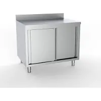 CombiSteel Edelstahl Arbeitstisch 1000x700 mm – mit Schiebetüren & Aufkantung