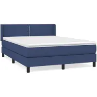 vidaXL Boxspringbett mit Matratze Blau 140x190 cm Stoff
