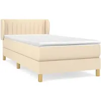 vidaXL Boxspringbett mit Matratze Creme 100x200 cm Stoff