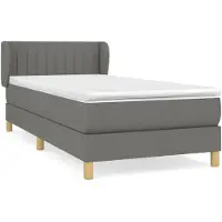vidaXL Boxspringbett mit Matratze Dunkelgrau 90x190 cm Stoff