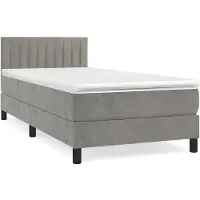 vidaXL Boxspringbett mit Matratze Hellgrau 90x200 cm Samt