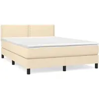 vidaXL Boxspringbett mit Matratze Creme 140x200 cm Stoff