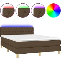 vidaXL Boxspringbett mit Matratze & LED Dunkelbraun 140x200 cm Stoff
