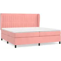 vidaXL Boxspringbett mit Matratze Rosa 200x200 cm Samt