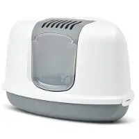 Savic Nestor Eck-Katzenklo - Weiß/Grau - 58,5 x 45,5 x 40 cm