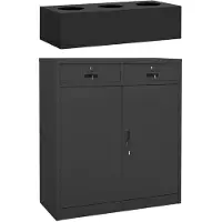 vidaXL Büroschrank mit Pflanzkasten Anthrazit 90x40x125 cm Stahl
