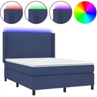 vidaXL Boxspringbett mit Matratze & LED Blau 140x190 cm Stoff