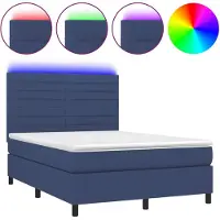 vidaXL Boxspringbett mit Matratze & LED Blau 140x190 cm Stoff