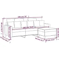 vidaXL 3-Sitzer-Sofa mit Hocker Rosa 180 cm Samt