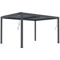 Fornorth Pergola Lounge aus Aluminium mit 6mm PC-Panels, 300cm Länge, 395cm Breite, 250cm Höhe, Dunkelgrau
