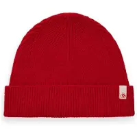 Scotch & Soda Blend Rib-Knit Beanie Ruby