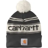 Carhartt Pom Pom Cuffed Logo Beanie Beige