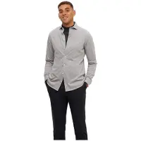 SELECTED MEN Herren Hemden Slhslimbond-pique Knit-shirt Ls B - Beige - Größe S