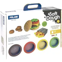 Milan Burger Knetmasse mit Zubehör 4 Farben