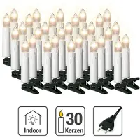 Hellum Lichterkette Kerzen innen, 30 Lichter, Lichtlänge 1160cm, Schaft weiß, Stecker