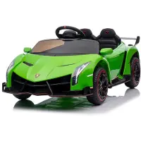 Vrooomy Lamborghini Veneno Kinder Elektroauto 12V (1–6 Jahre) – Offiziell Lizenziert, mit Fernbedienung, 4 Motoren, EVA-Reifen & Ledersitz – Kinder Elektrofahrzeug Grün