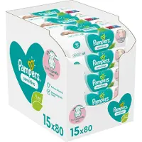 Pampers Sensitive Feuchttücher 15 Packungen mit 80 Stück, 1200 Feuchttücher
