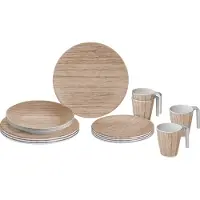 Brunner Melamine Geschirrset 16 teilig 4 Personen sequoia