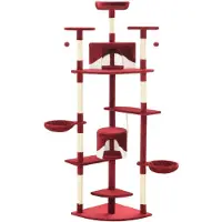 vidaXL Katzen-Kratzbaum mit Sisal-Kratzsäulen 203 cm Rot und Weiß